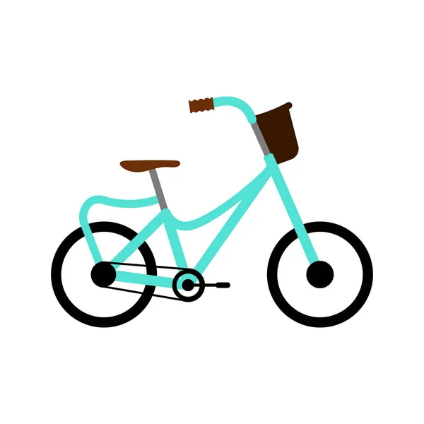 Isoliert farbiges Fahrrad mit einem Korb — Stockvektor