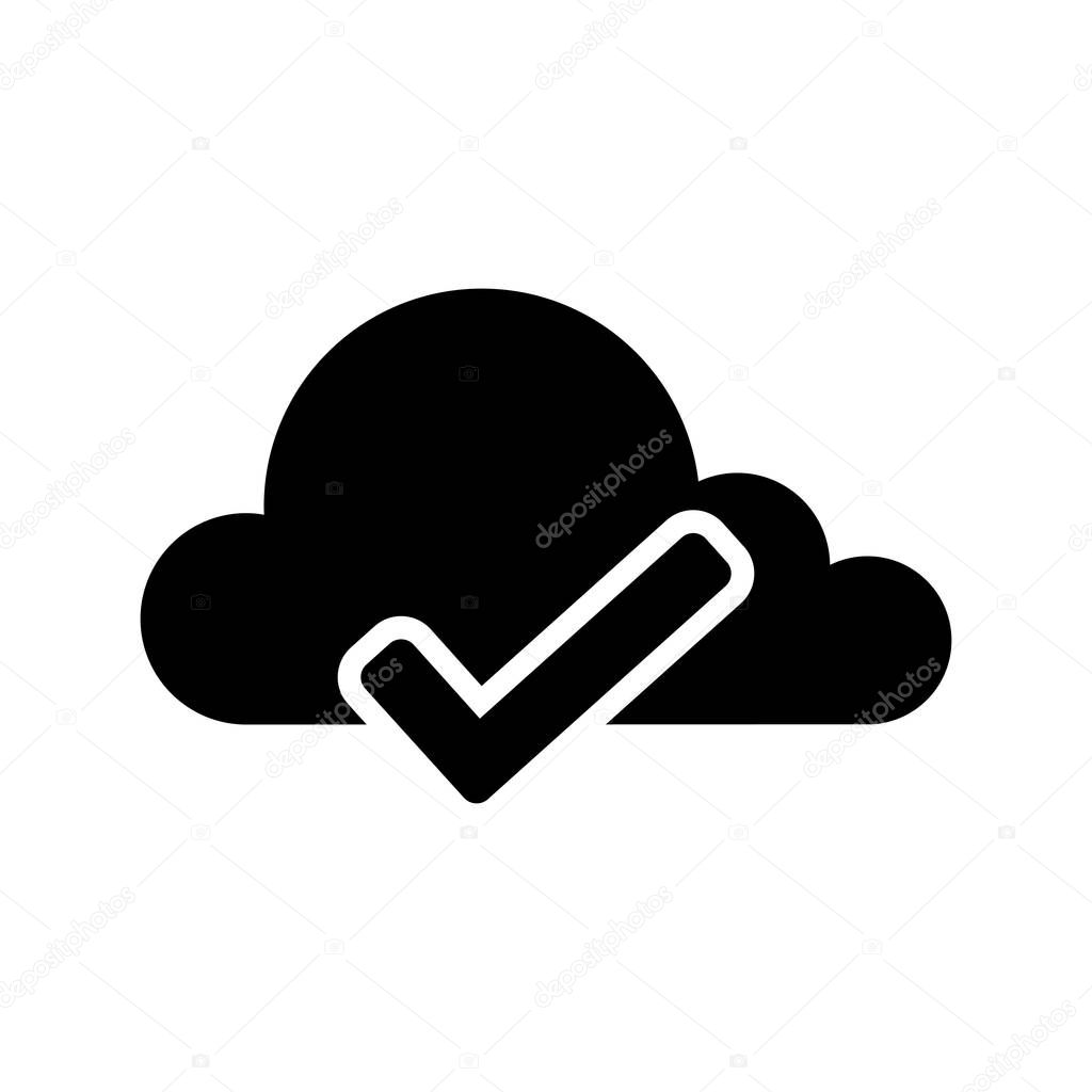 Cloud computing icon with a check symbol