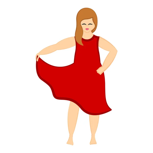 Geïsoleerde schoonheid vrouw in een rode jurk — Stockvector