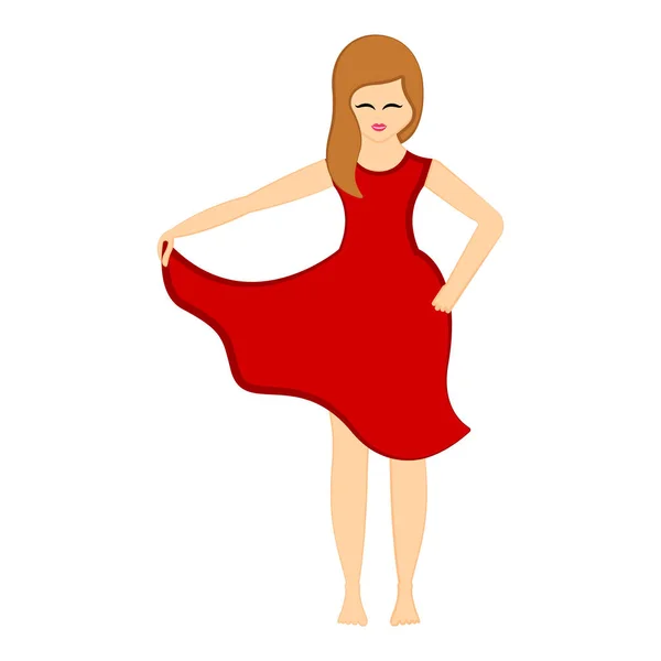 Geïsoleerde schoonheid vrouw in een rode jurk — Stockvector