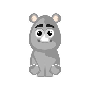 Beyaz arka planda izole sevimli gergedan