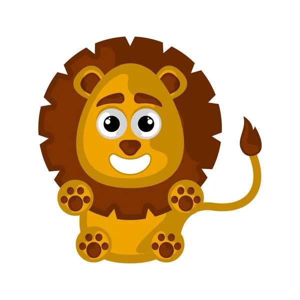 Isolated cute happy lion on white background — Stock Vector