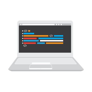 Dizüstü bilgisayar simgesinde programlama kodu