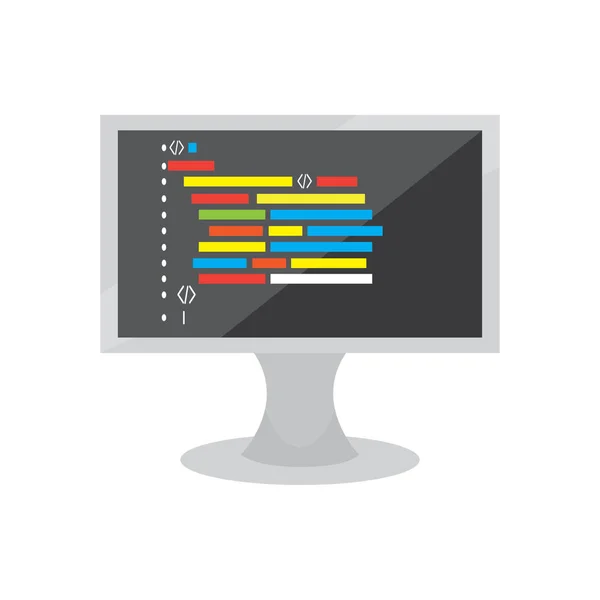 Programming code on a monitor screen — Stock Vector