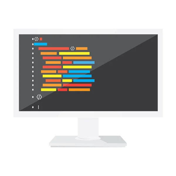 Programming code on a monitor screen — Stock Vector