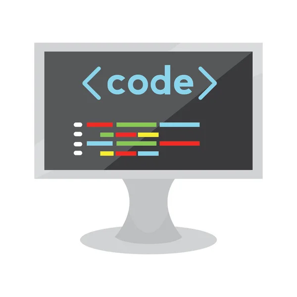 Programming code on a monitor screen — Stock Vector