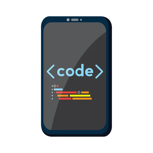 스마트폰 아이콘의 프로그래밍 코드 — 스톡 벡터