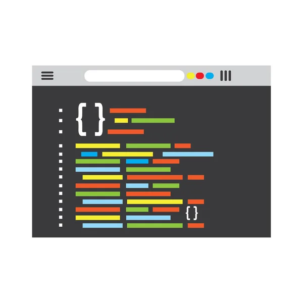 Codice di programmazione in una finestra del browser — Vettoriale Stock