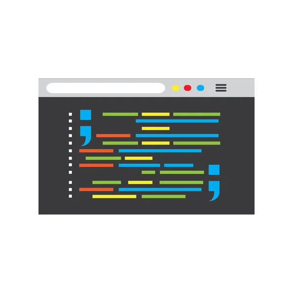 Codice di programmazione in una finestra del browser — Vettoriale Stock