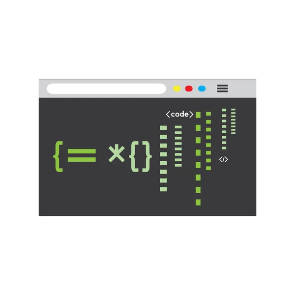 Программный код в окне браузера — стоковый вектор