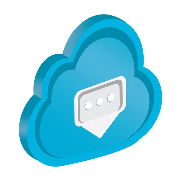 3d cloud computing icon with a received message — Stock Vector