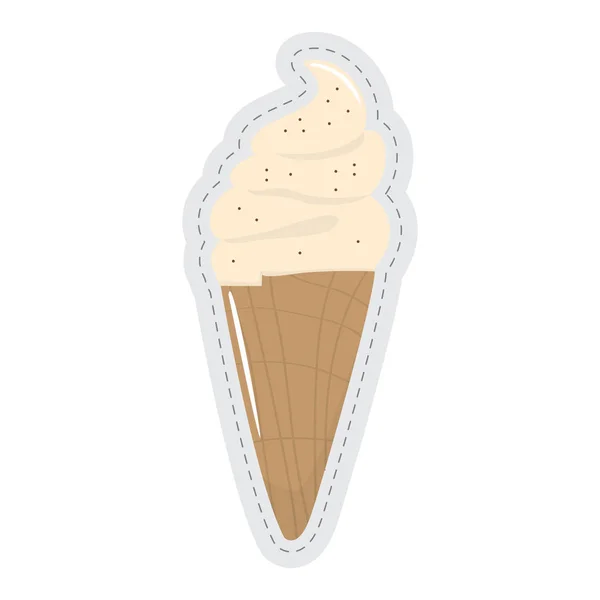 Ice cream cone dotted sticker — Stock Vector