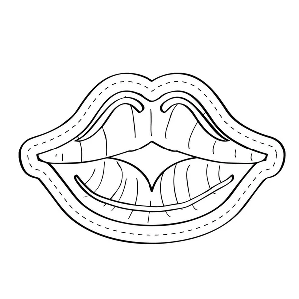 Lippen pictogram gestippelde sticker — Stockvector