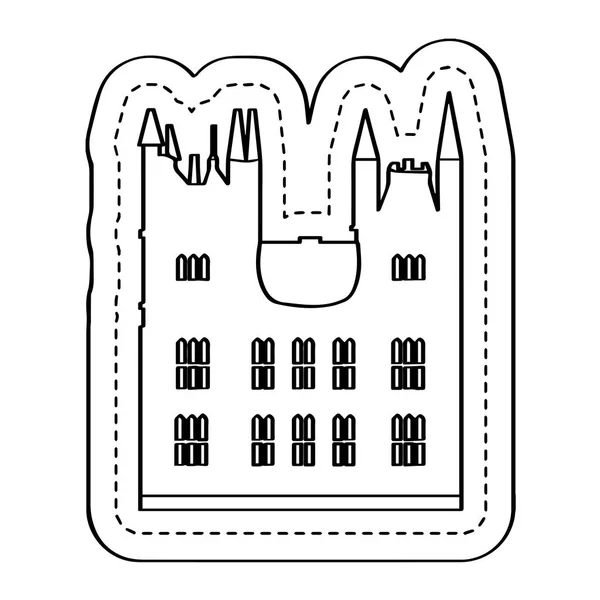 Sticker château pointillé — Image vectorielle