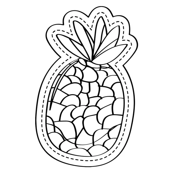 Ananas-Symbol gepunkteter Aufkleber — Stockvektor