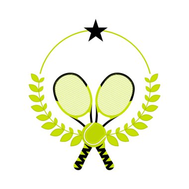 Raketler ve defne çelengi ile tenis amblemi