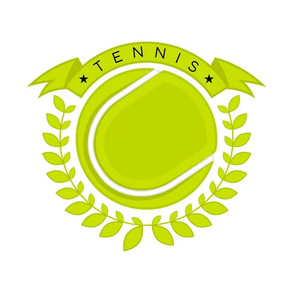 Tennis emblem with a ball and a laurel wreath — Stock Vector