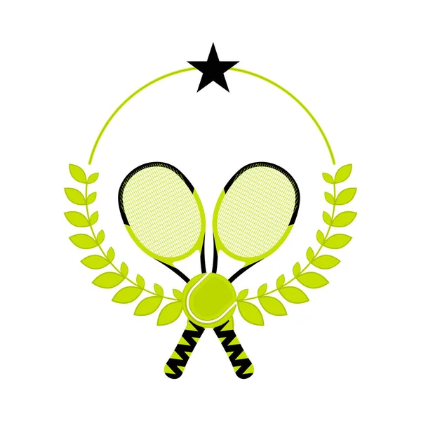 Tennis emblem med racketar och en lagerkrans — Stock vektor