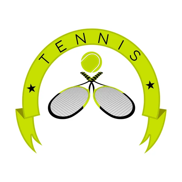 Emblema de tênis com uma bandeira e um par de raquetes —  Vetores de Stock