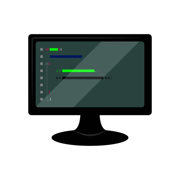 Programming code on a monitor screen — Stock Vector