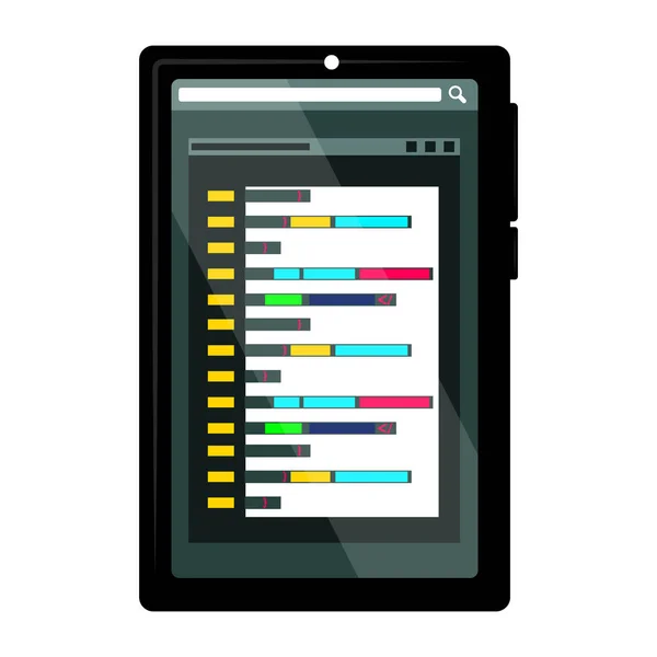 Programming code on a tablet screen — Stock Vector