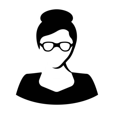 Gözlüklü izole kadın avatar simgesi
