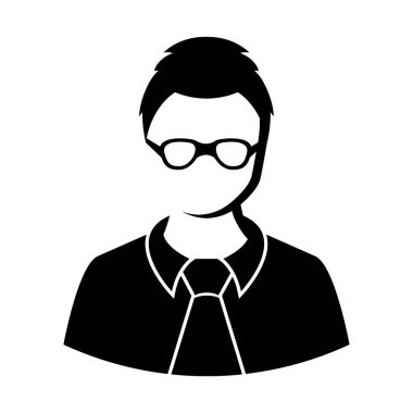 Gözlüklü izole erkek avatar simgesi