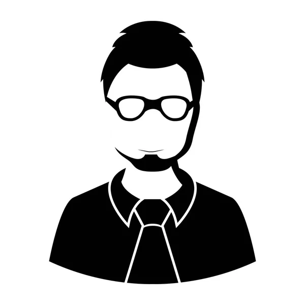 Isolierte männliche Avatar-Ikone mit Brille und Bart — Stockvektor