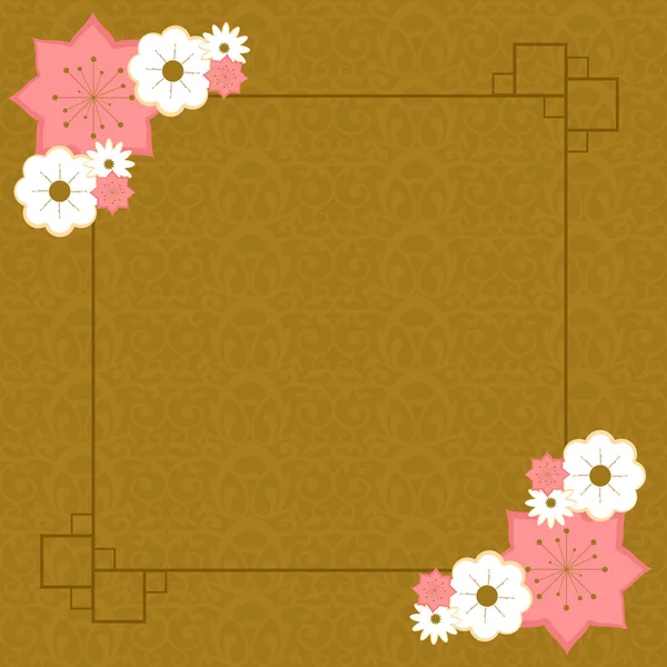 Japanischer Hintergrund mit Rahmen und Blumen — Stockvektor