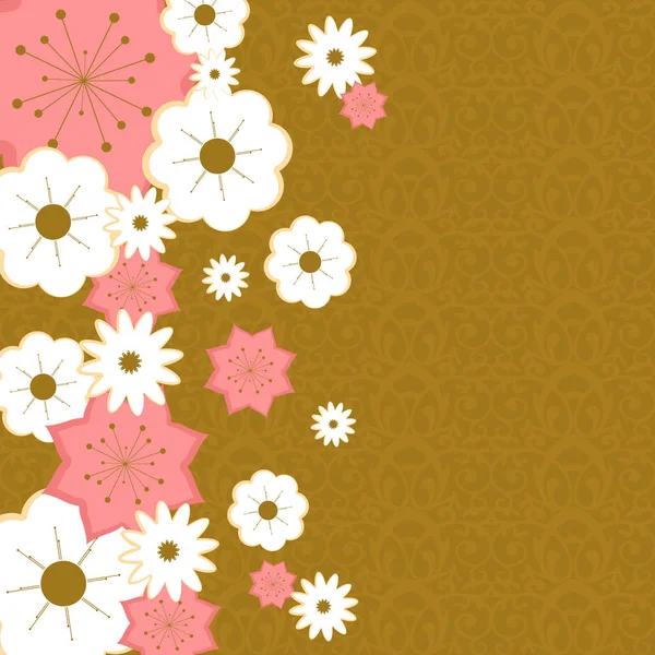 Farbigen Hintergrund mit Muster und Blumen — Stockvektor