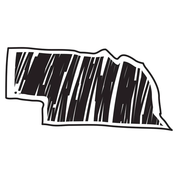 Ізольований ескіз штату Небраска — стоковий вектор