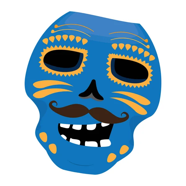Imagen de cráneo mexicano tradicional decorado aislado — Vector de stock