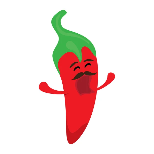 Isolerad röd chili Pepper tecknad bild — Stock vektor