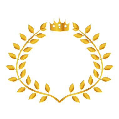 İzole altın defne çelenk