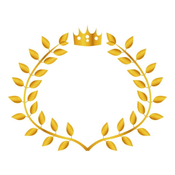 Corona de laurel dorado aislada — Vector de stock
