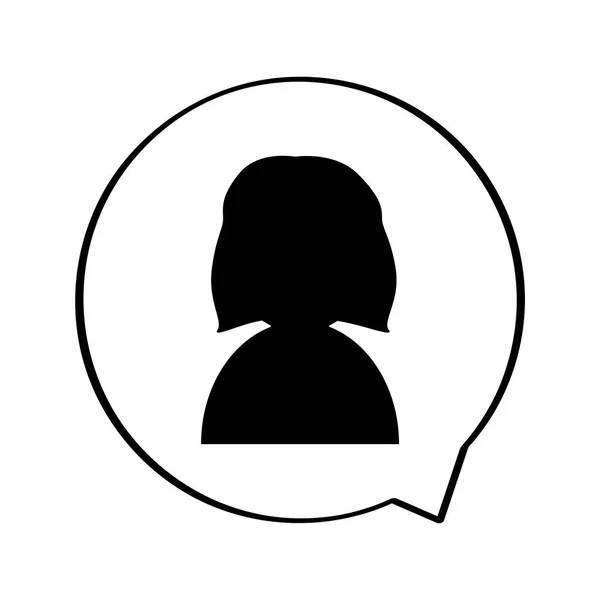 Elszigetelt nő avatar ikon egy buborék chat — Stock Vector