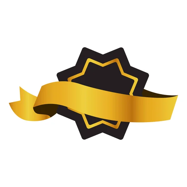 Étiquette étoile de luxe dorée vide avec ruban — Image vectorielle