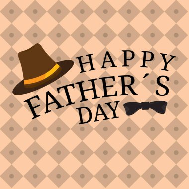 Şapka lı ve papyonlu babalar günü afişi