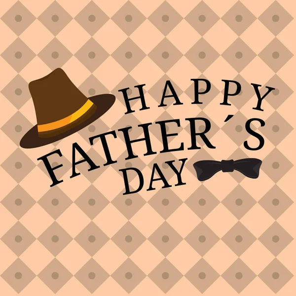 Cartel del día del padre con sombrero y pajarita — Archivo Imágenes Vectoriales