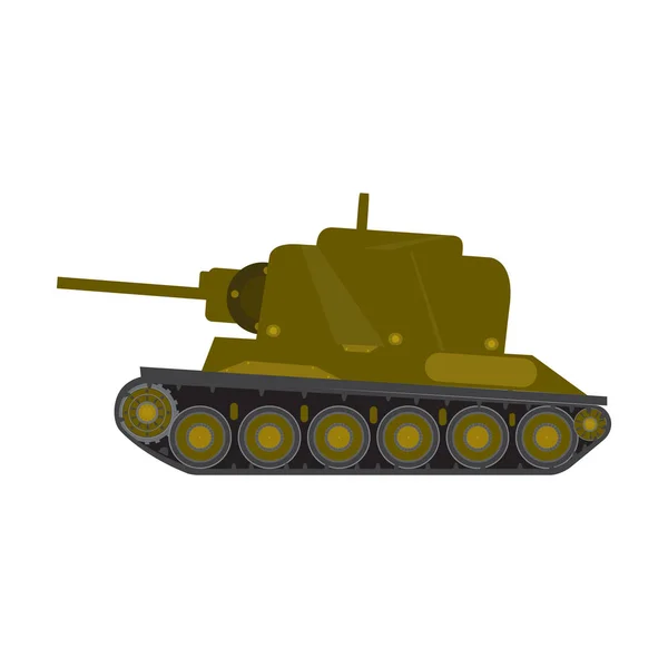 Vista lateral de um tanque de guerra militar — Vetor de Stock