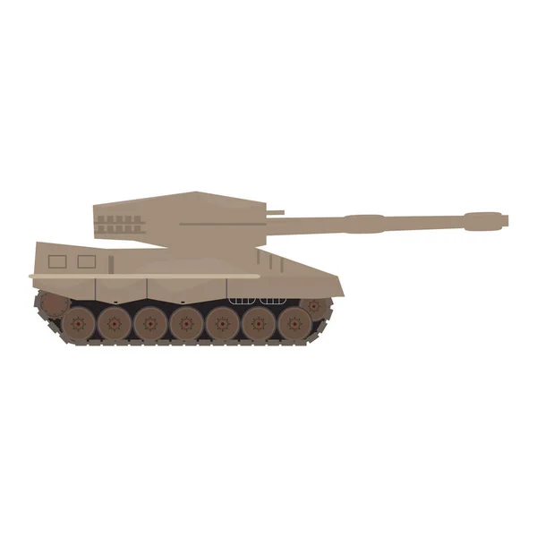 Vista lateral de un tanque de guerra militar — Vector de stock