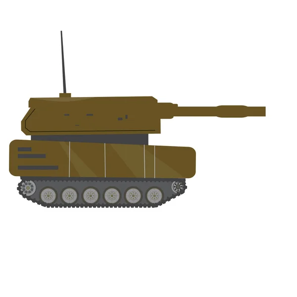 Vista lateral de um tanque de guerra militar — Vetor de Stock