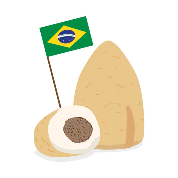 Pastei de queijo com bandeira do Brasil —  Vetores de Stock