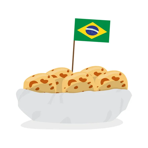 木薯芯片与巴西国旗 — 图库矢量图片