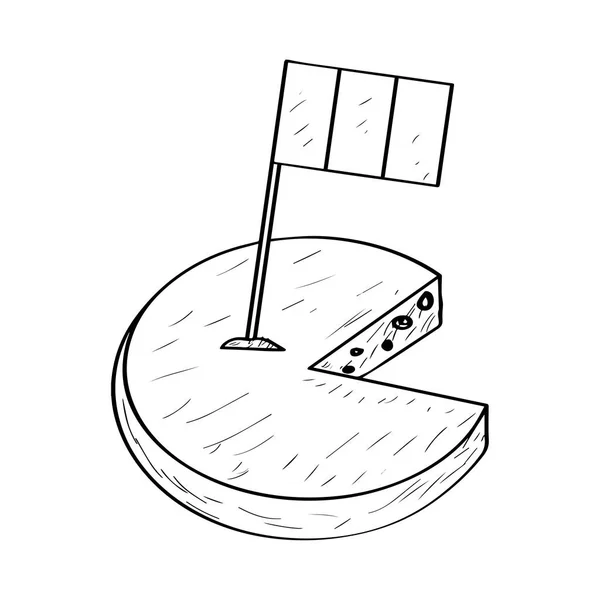 Απομονωμένο τυρί με σημαία-περίγραμμα — Διανυσματικό Αρχείο