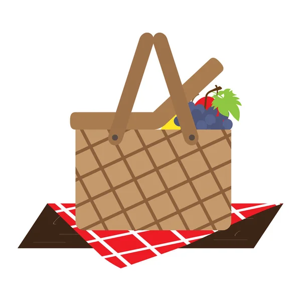 Picnic basket with fruits — Stockvector