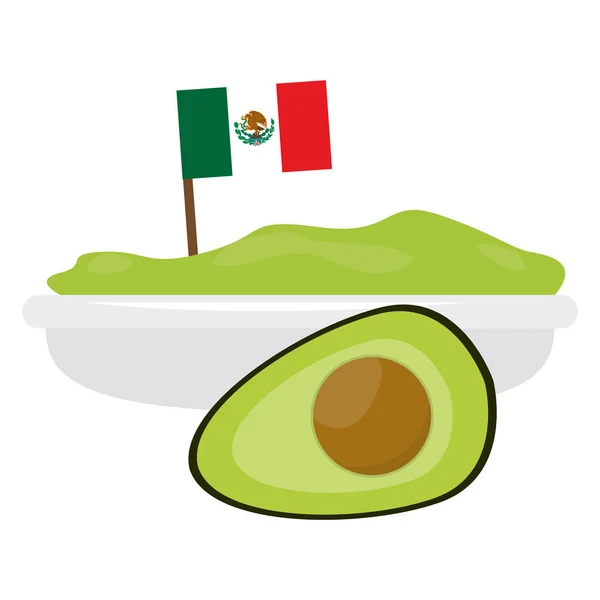 Guacamole bol avec une coupe d'avocat — Image vectorielle