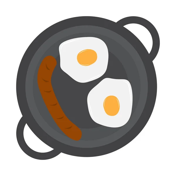 Vista superior de un huevo frito con salchicha — Archivo Imágenes Vectoriales
