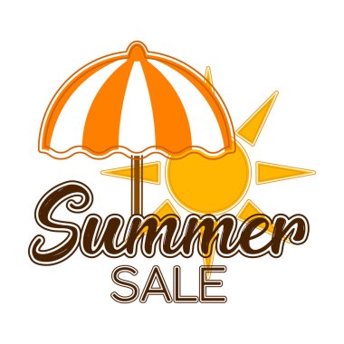 Bir güneş ve Umbrela ile sumaer satış etiketi