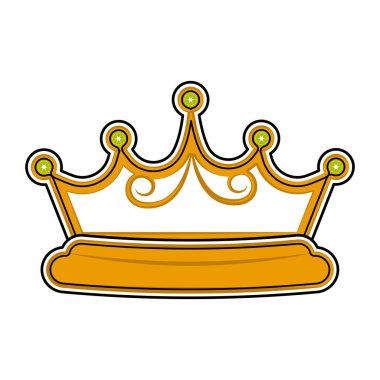 İzole altın taç simgesi. Karikatür tarzı
